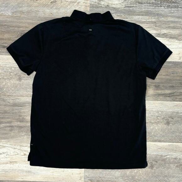 Rag & Bone New York Solid Black Mens L Cotton Minimalist Short Sleeve Polo Shirt - Picture 3 of 10